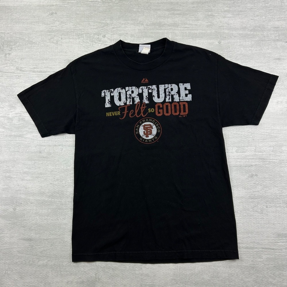 Vintage 90s San Francisco Giants Shirt Size Large Black Torture MLB Baseball‎